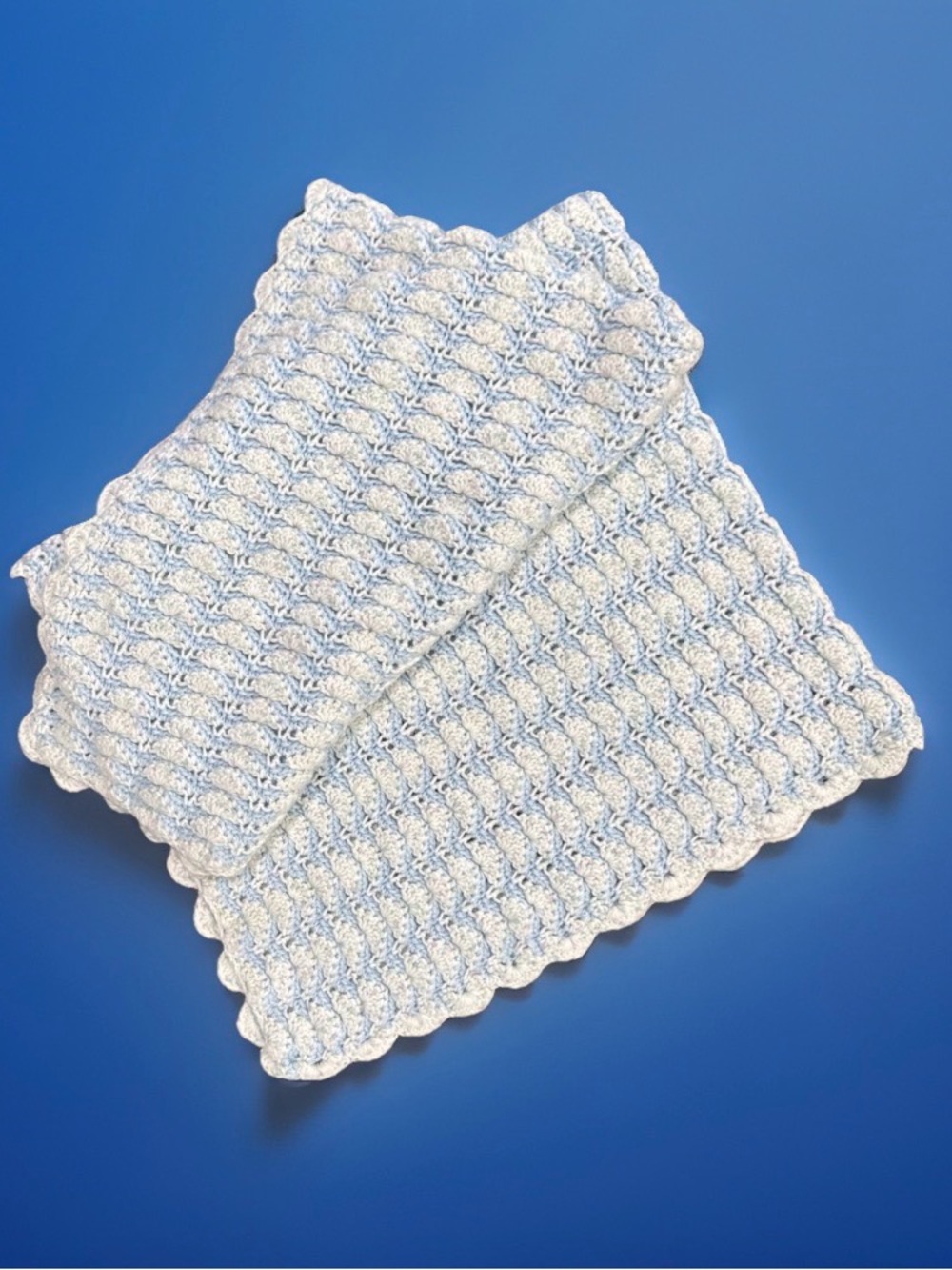 Handmade Crocheted Baby Blanket 34” x 34” Soft Knit Infant Crib Stroller Blanket